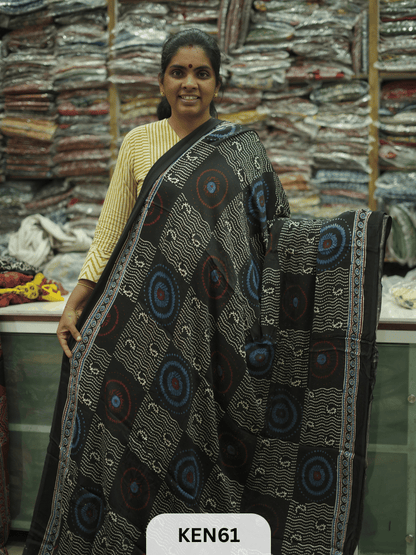 MODAL NATURAL AJRAKH HANDBLOCK SAREE