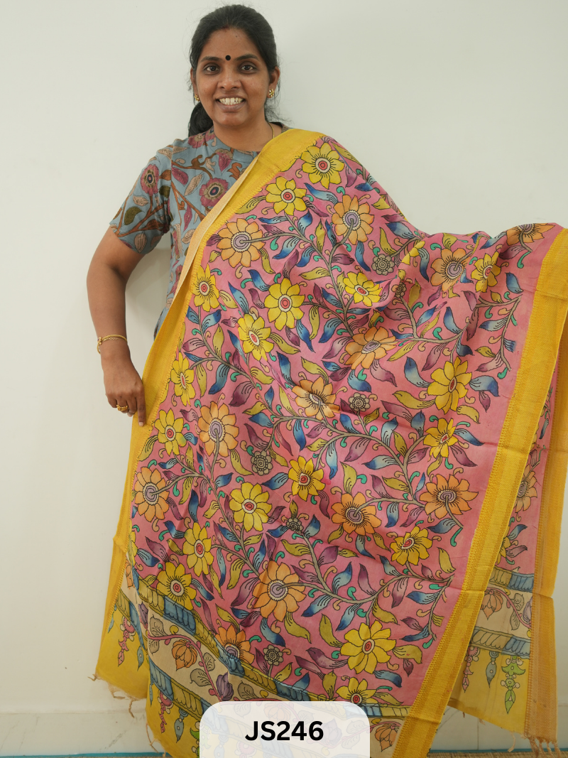 PEN KALAMKARI CHENNURI SILK DUPATTA