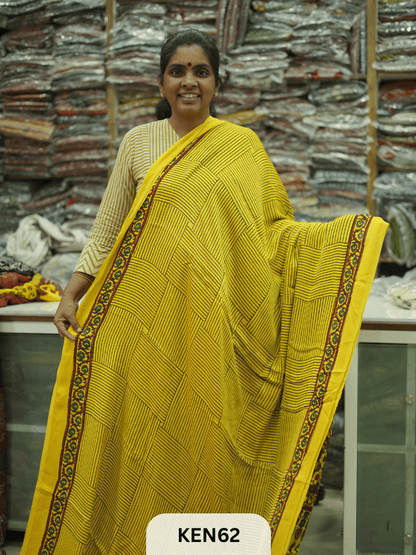 MODAL NATURAL AJRAKH HANDBLOCK SAREE