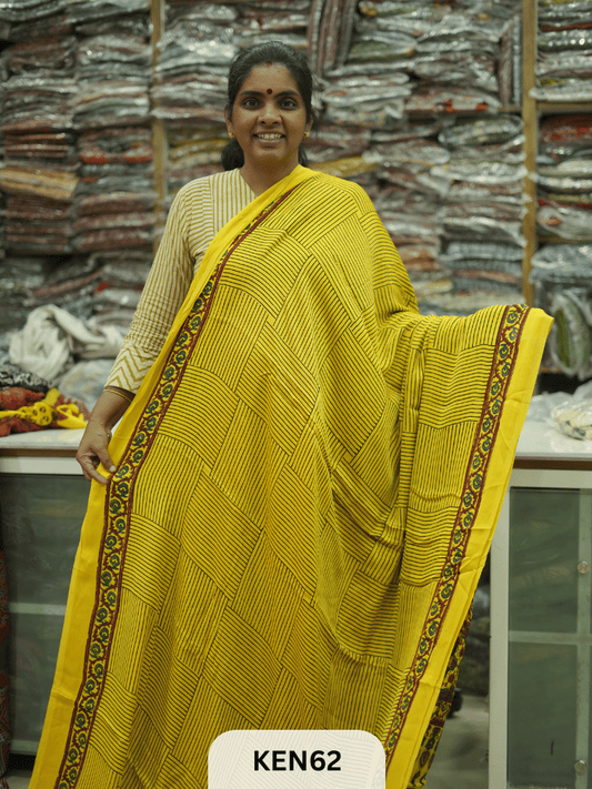 MODAL NATURAL AJRAKH HANDBLOCK SAREE