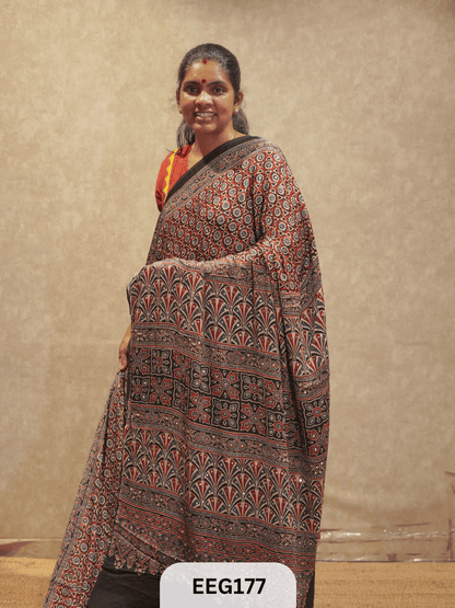 AJRAKH MODAL SAREE WITH MIRROR