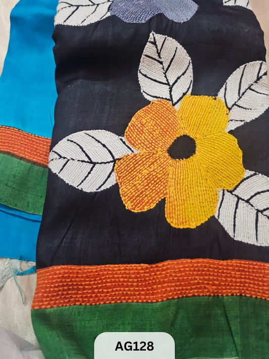PURE BISHNUPUR SILK WITH HEAVY KANTHA HAND EMBROIDERY