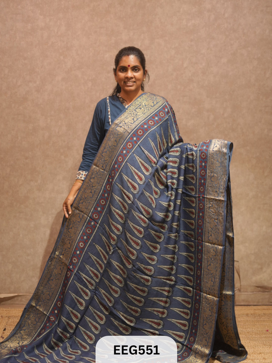 AJRAKH DOLA SILK SAREE