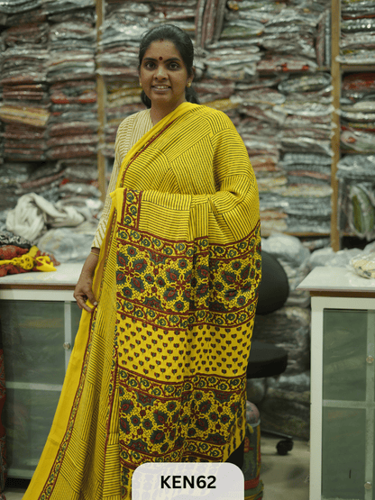 MODAL NATURAL AJRAKH HANDBLOCK SAREE