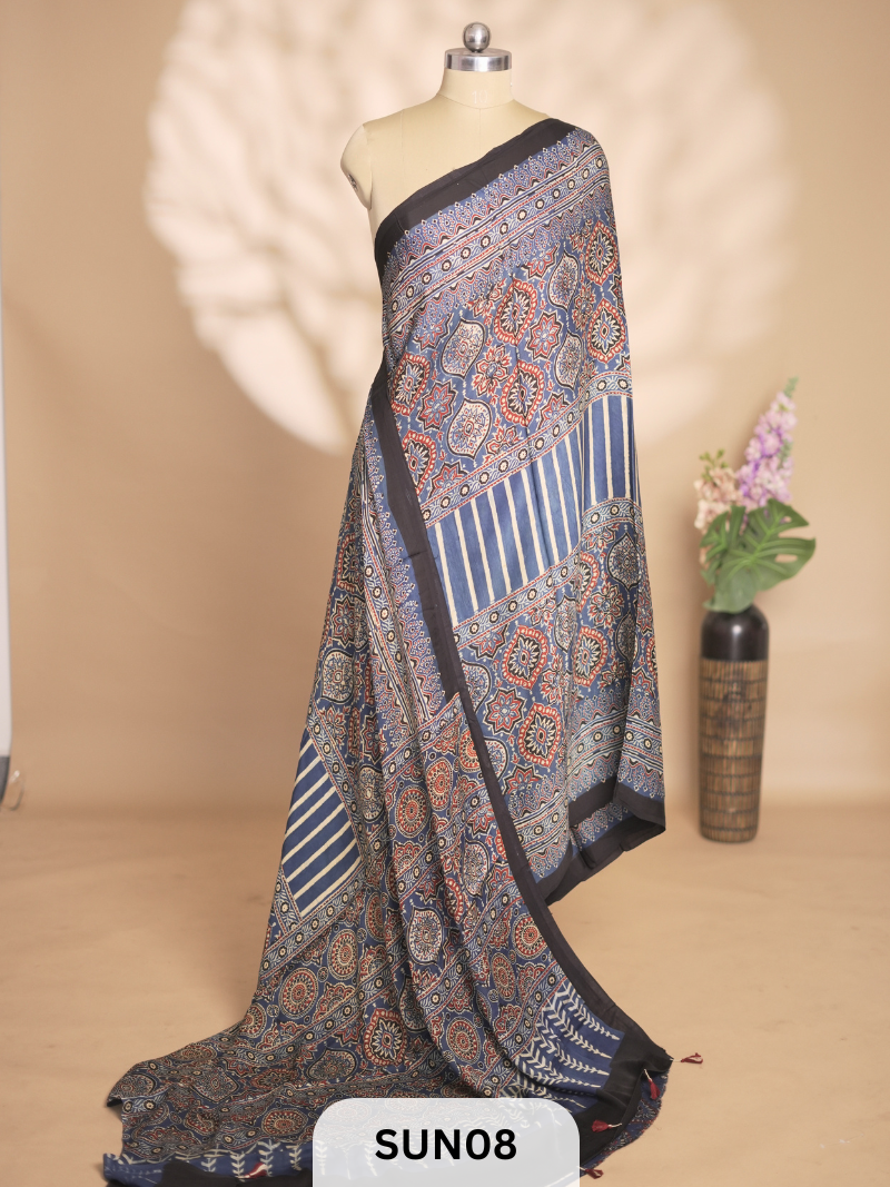 MODAL AJRAKH SAREE - MISPRINT