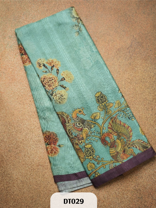 Dupion Semi Tussar with Kalamkari Design