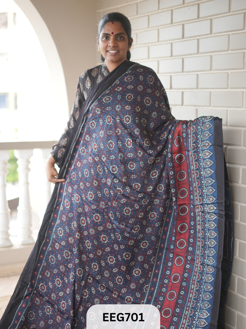 AJRAKH MODAL SAREE - JACKPOT