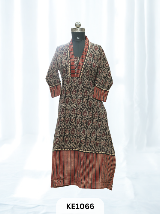 PURE VEGETABLE  PRINT COTTON KURTI - A Line