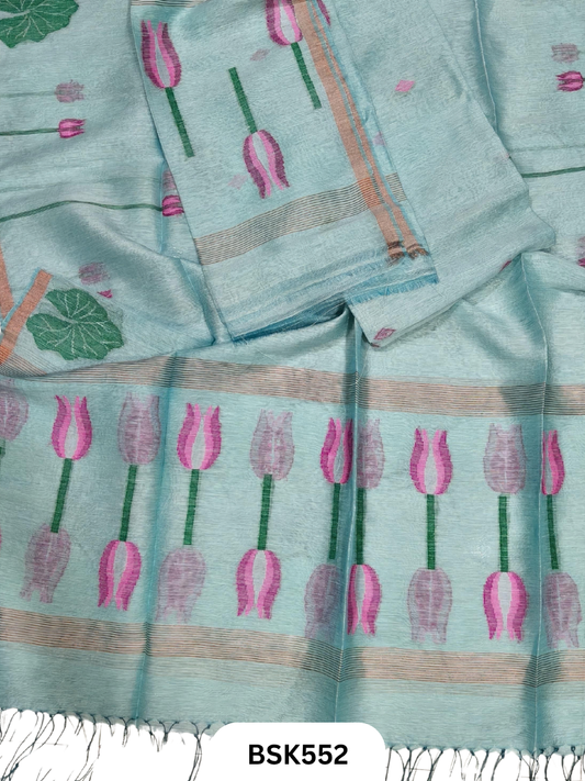 Premium Pure Handloom Linen Silk Salwar  Top 2.7 mtr  Duppata 2.5 mtr