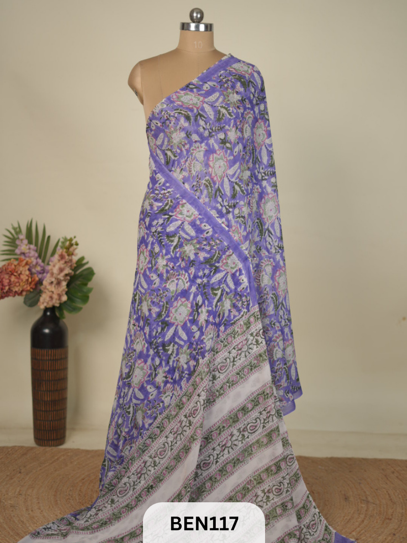 CHIFFON GEORGETTE SANGANER HANDBLOCK