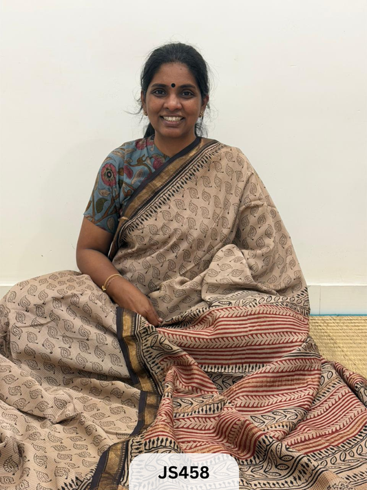 KALAMKARI X MAHESHWARI FUSION SAREE
