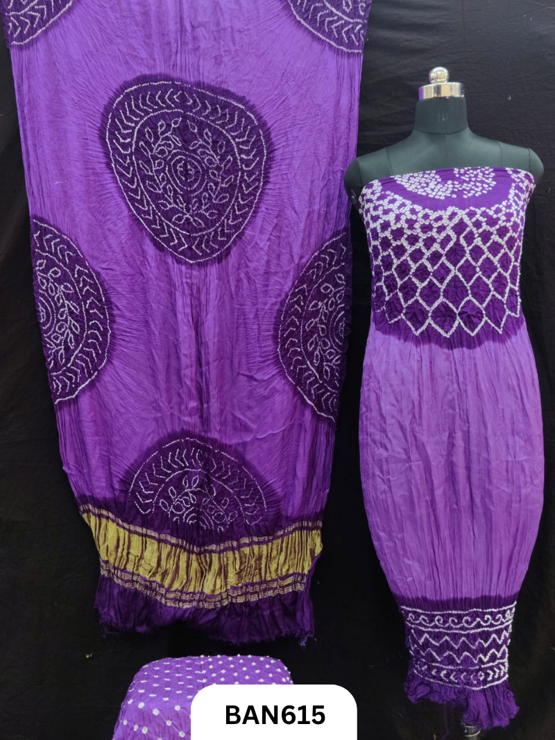Semi Gaji Silk 3 Pcs Double Color Suit