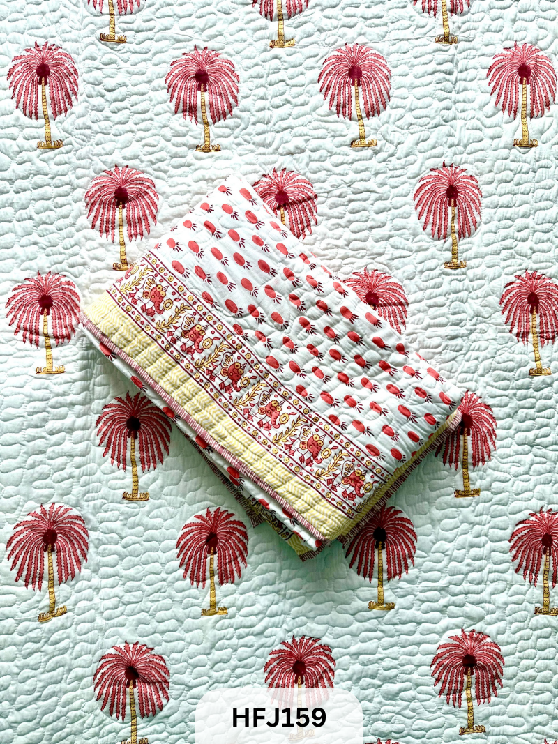 Premium Jaipuri cotton Hand Block Print Reversable Comforter 60x90