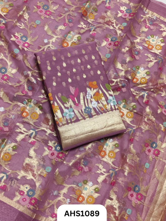 Pure Silk Kota Weaving Two Piece Dress Material  Heavy Weaving Dupatta & Kurta