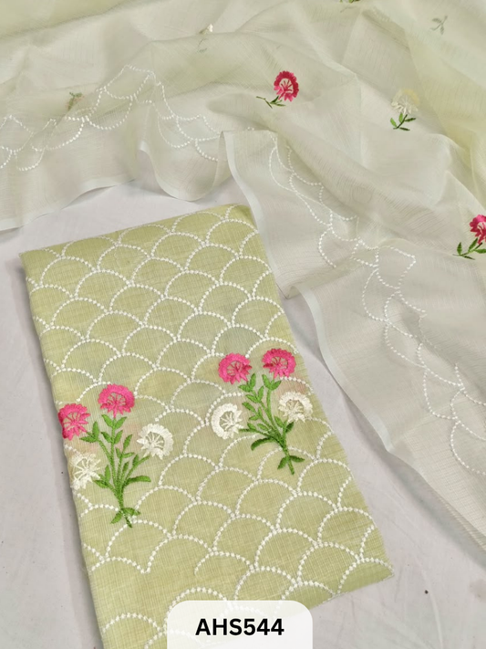 Premium Kota Doria Embroidery Work - Top And Duppatta