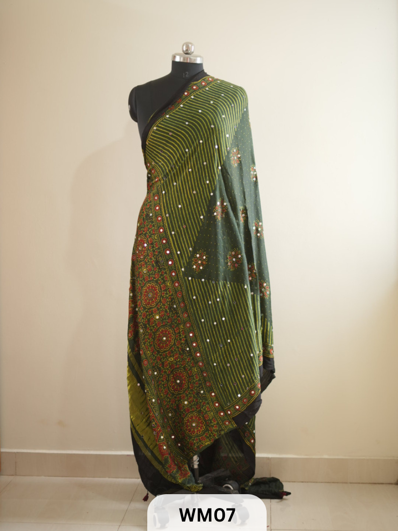 MODAL SILK WITH GLUED MIRROR LAGDI PATTA DUPPATTA