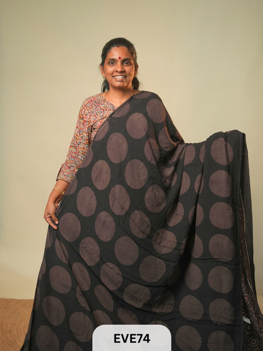 MODAL AJRAKH HANDBLOCK PRINT SAREE