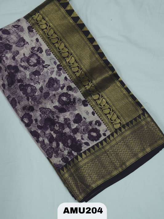 BANARAS RUSSIAN SILK SAREE WITH PRINTED