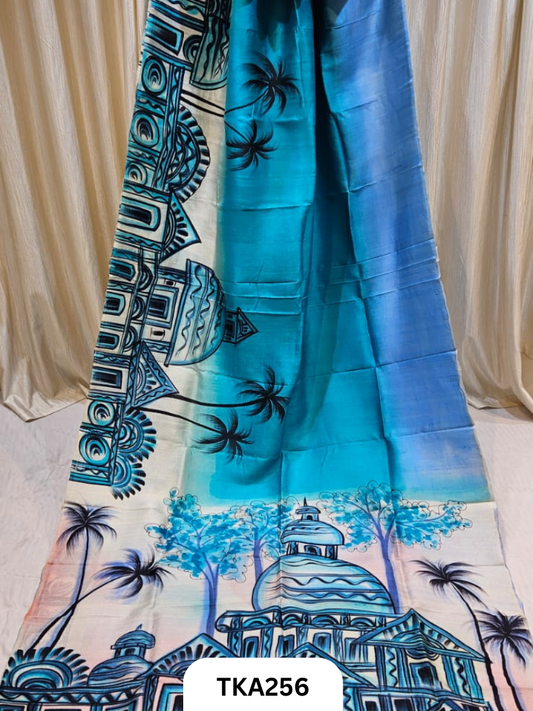 Murshidabad Silk Hand Painted Saree