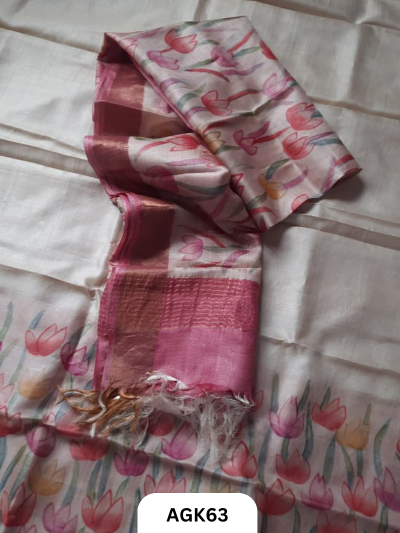 Premium Tussar Silk Hand-Painted Salwar Set – Silk Mark Certified