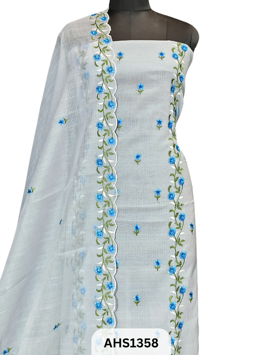 Exclusive  Kota Doria Embroidery Work -Top&duptta 2.5 Mtr
