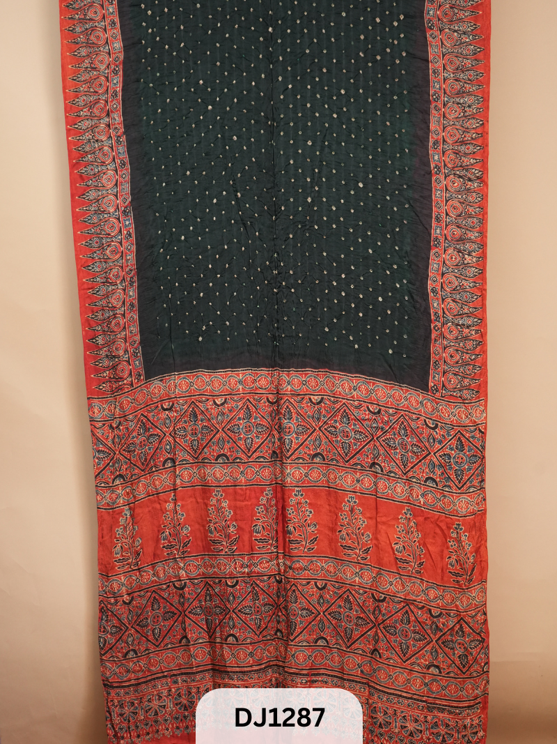 Bandhani Modal With Ajrakh Sarees