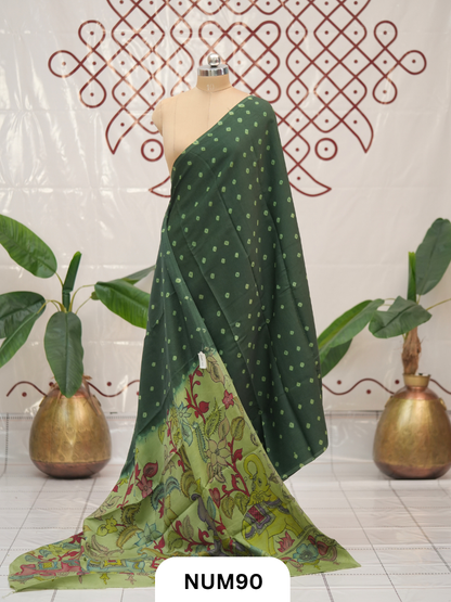 Modal Bandhini With Pure Penkalamkari Pallu And Blouse