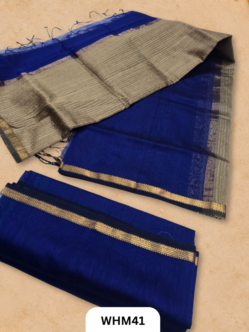 Pure Maheshwari handloom dress material kosa pallu 2 pcs