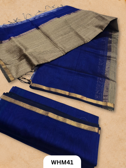 Pure Maheshwari handloom dress material kosa pallu 2 pcs
