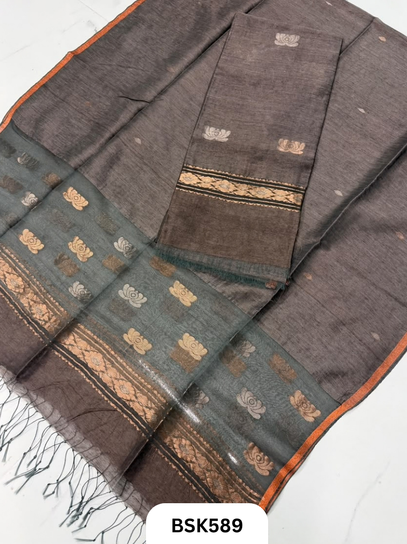 Handloom Silk Linen top & Duppata 2.5 mtr