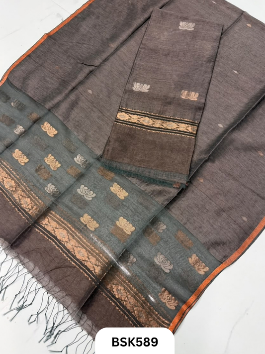 Handloom Silk Linen top & Duppata 2.5 mtr