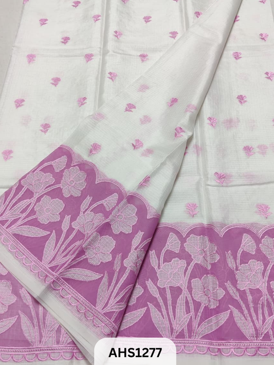 Soft Silk Kota Applique Work Saree