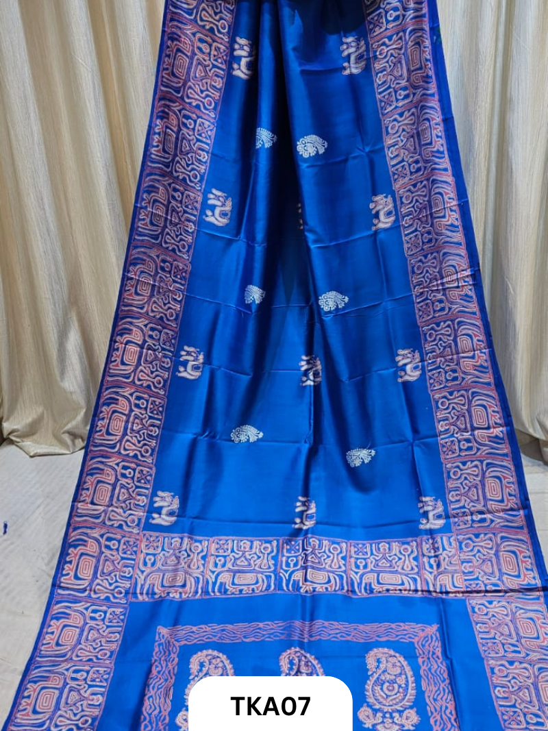 Pure Bishnupuri Silk Dual Shade Handblock