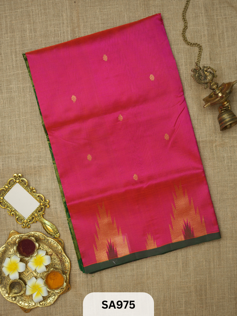PURE HANDLOOM SILK COTTON SAREE | TEMPLE BORDER