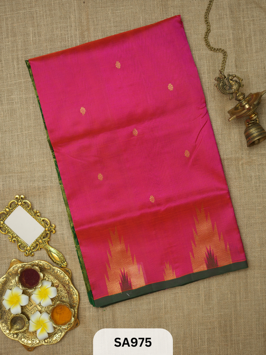 PURE HANDLOOM SILK COTTON SAREE | TEMPLE BORDER