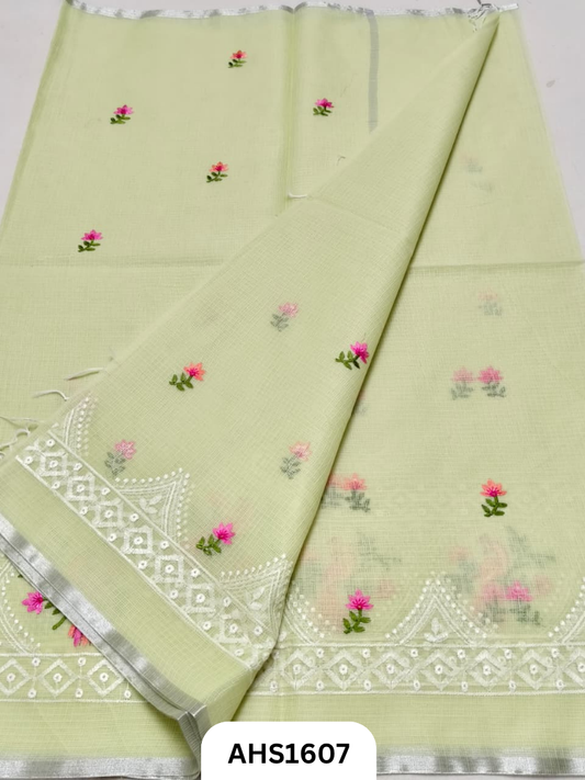 Kota Cotton Embroidery  Work Saree with Blouse
