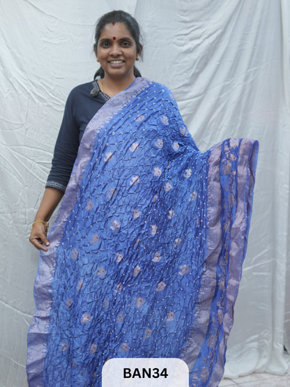 PURE RAW SILK WITH MEENAKARI BUTTA BANDHINI SAREE