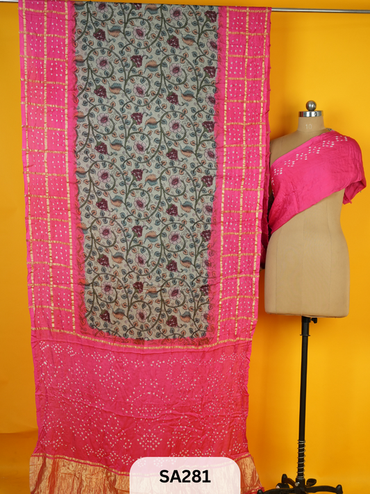 Bandhani gharchola saree with floral design Travel Story Collectives