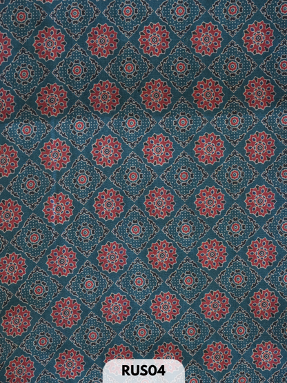 Dupion ajrakh fabric-1 mtr