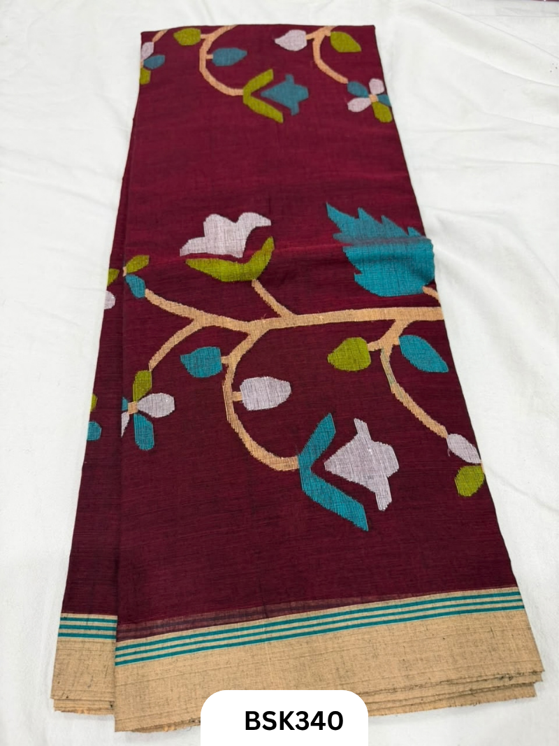 Handloom Pure Mul Cotton With Jamdhani Weave Saree