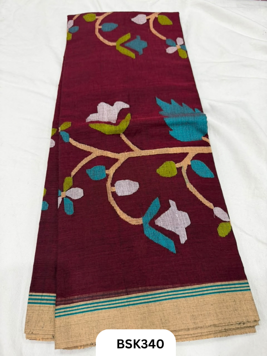 Handloom Pure Mul Cotton With Jamdhani Weave Saree