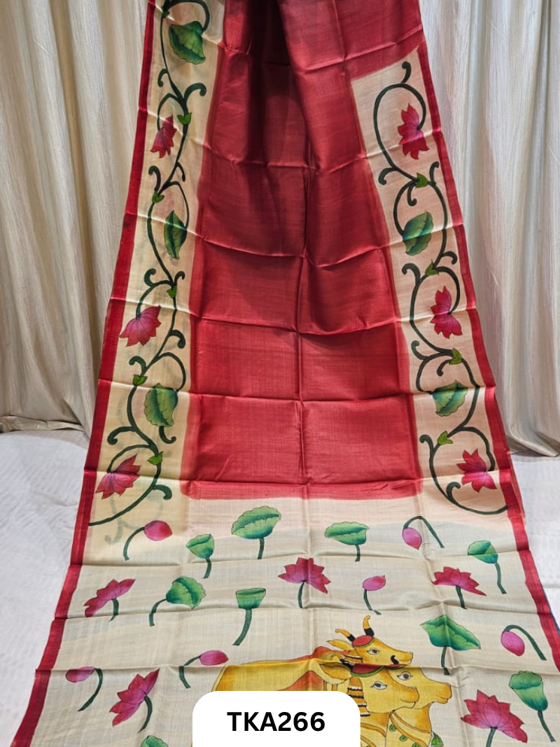 PURE HANDOWEN TUSSAR HAND PAINTED SAREE