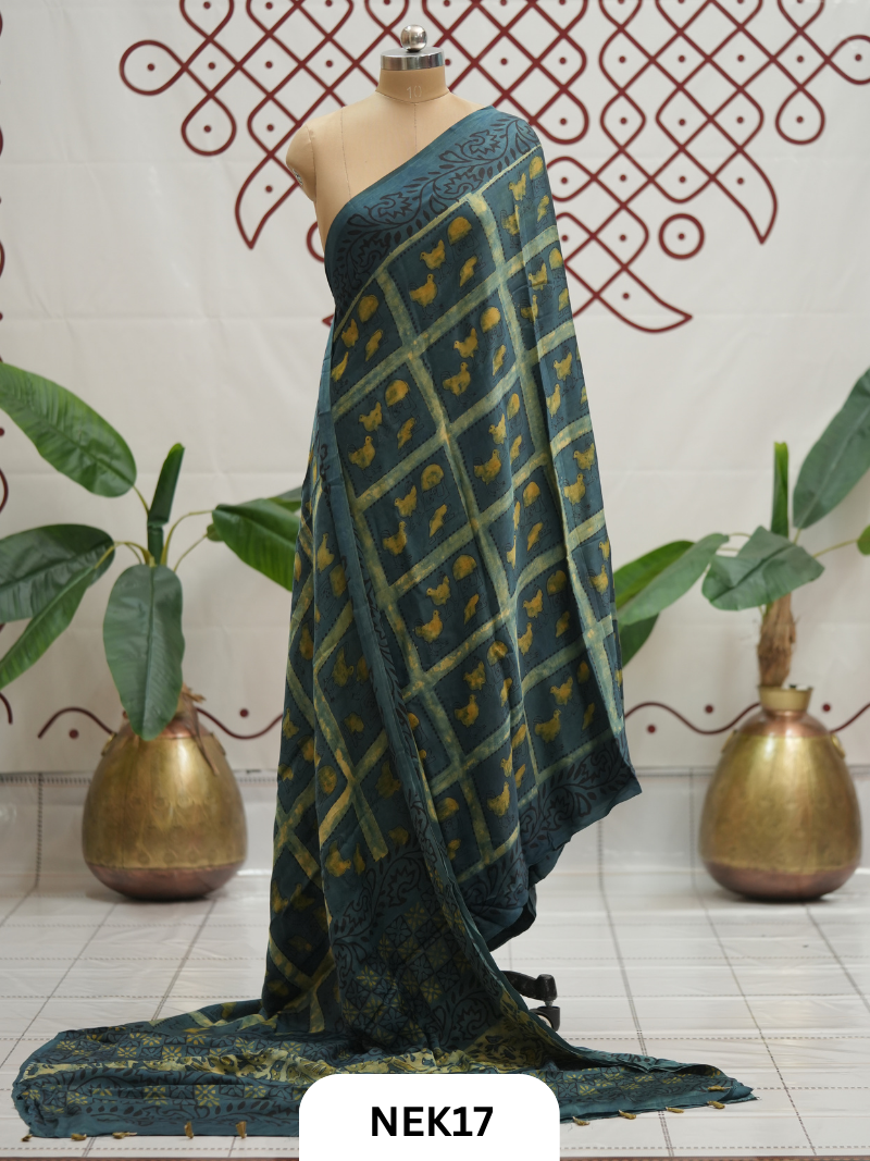 Nasphal Vanaspathi Modal Handblock Print Saree