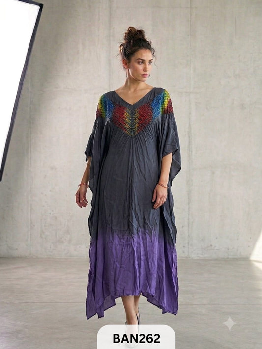 MODAL MULTI COLOUR SHIBORI SHADED UNSTITCHED KAFTAN