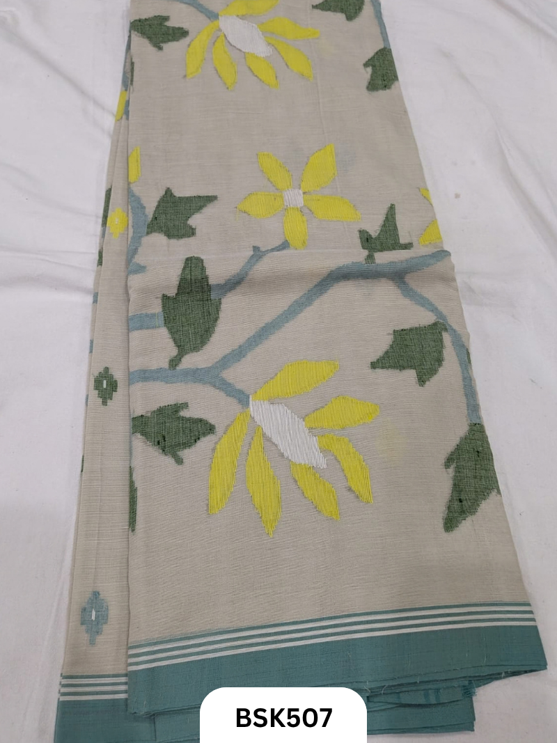 Handloom Pure Mul Cotton With Jamdhani Weave Saree