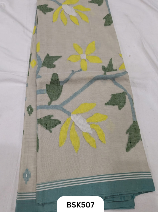 Handloom Pure Mul Cotton With Jamdhani Weave Saree
