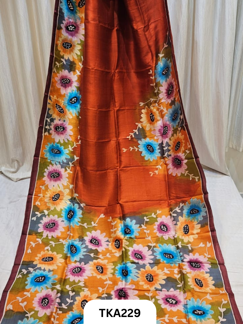 Murshidabad Silk Hand Painted Saree