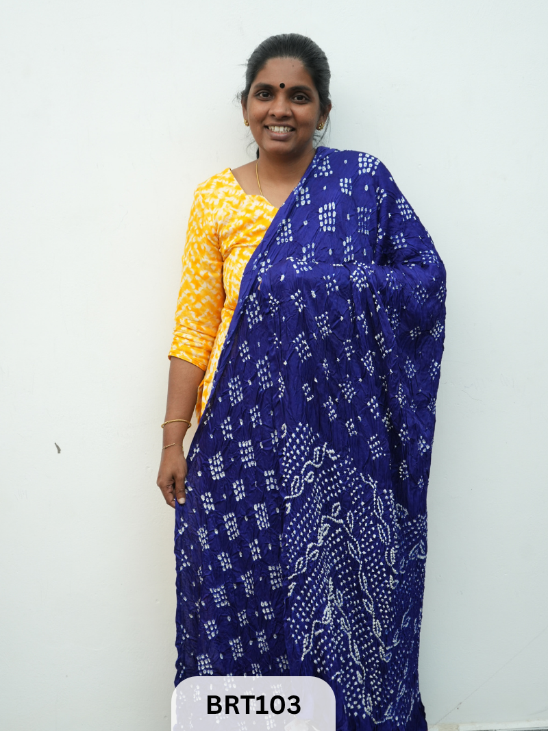 Semi Gaji Silk with Hand tied Bandhani Saree