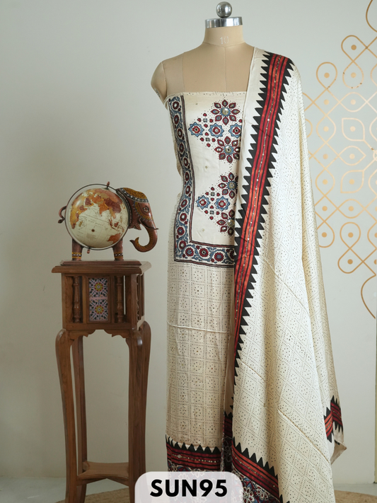 Modal Ajrakh Handblock mirror work 2 Pcs Suits