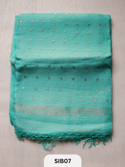 PURE HANDLOOM MUSLIN ORGANZA HANDCRAFTED SAREE